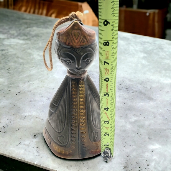 Vtg Pacific Stoneware Jean Ellsworth Queen Of Hearts Clay Bell Wind Chime Brown - Picture 10 of 12